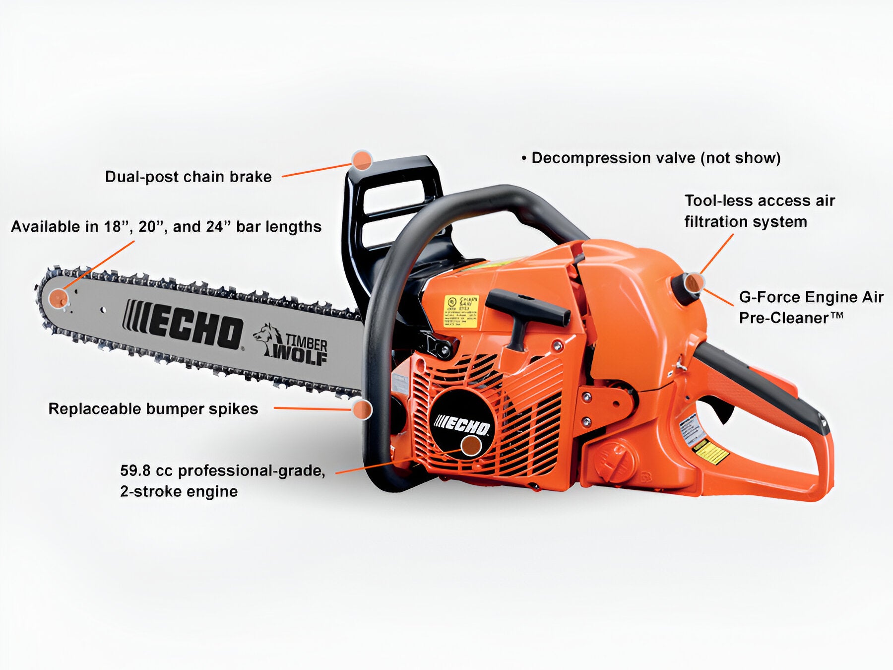 ECHO 59.9CC CHAINSAW W/18