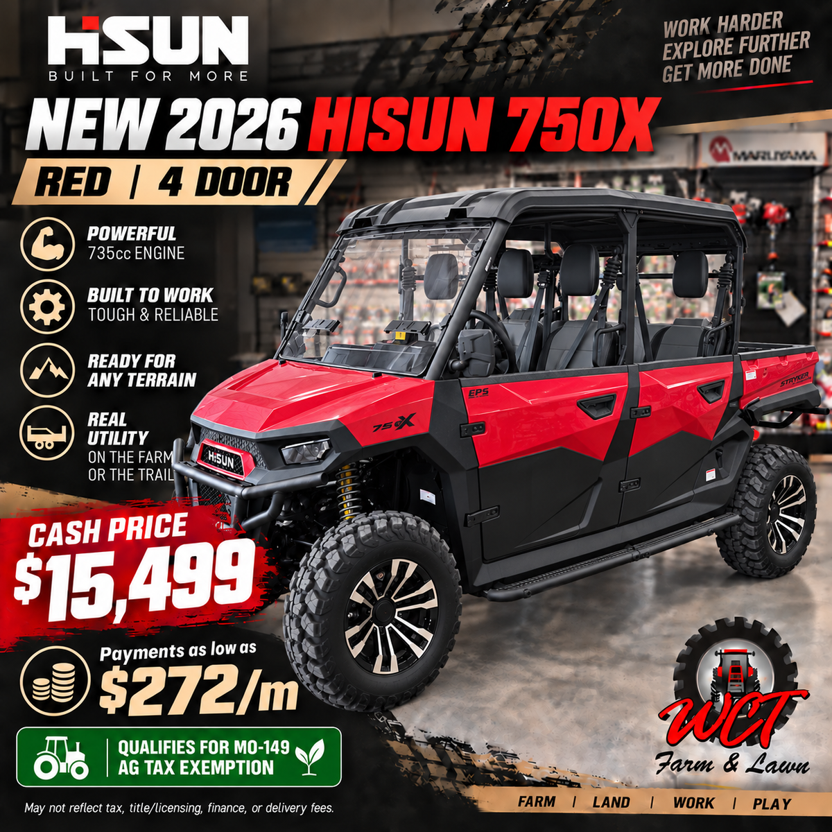 2026 HISUN 750XC RED - 4 DOOR