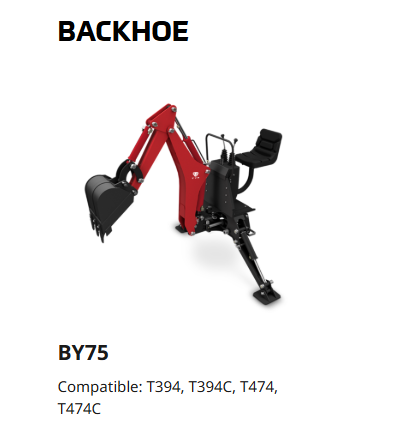 TYM BY75 Backhoe w/16" Bucket & Subframe